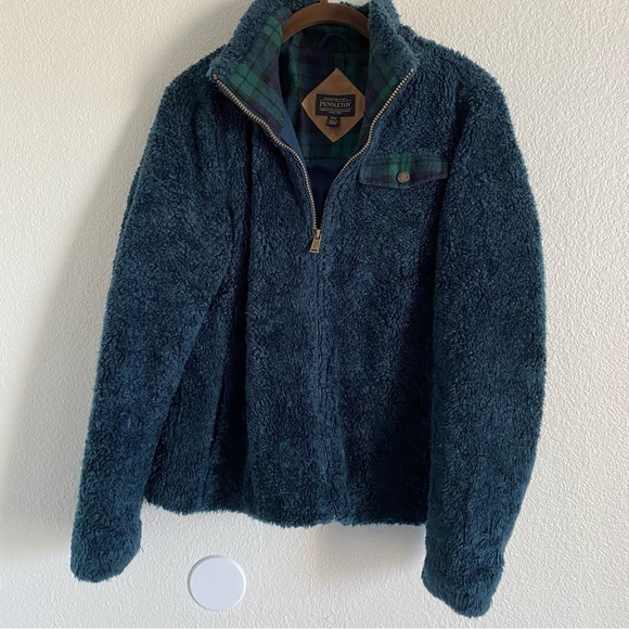 Pendleton Women's Blue Fleece Sherpa Full Zip Jacket Size Medium - Picture 1 of 6
